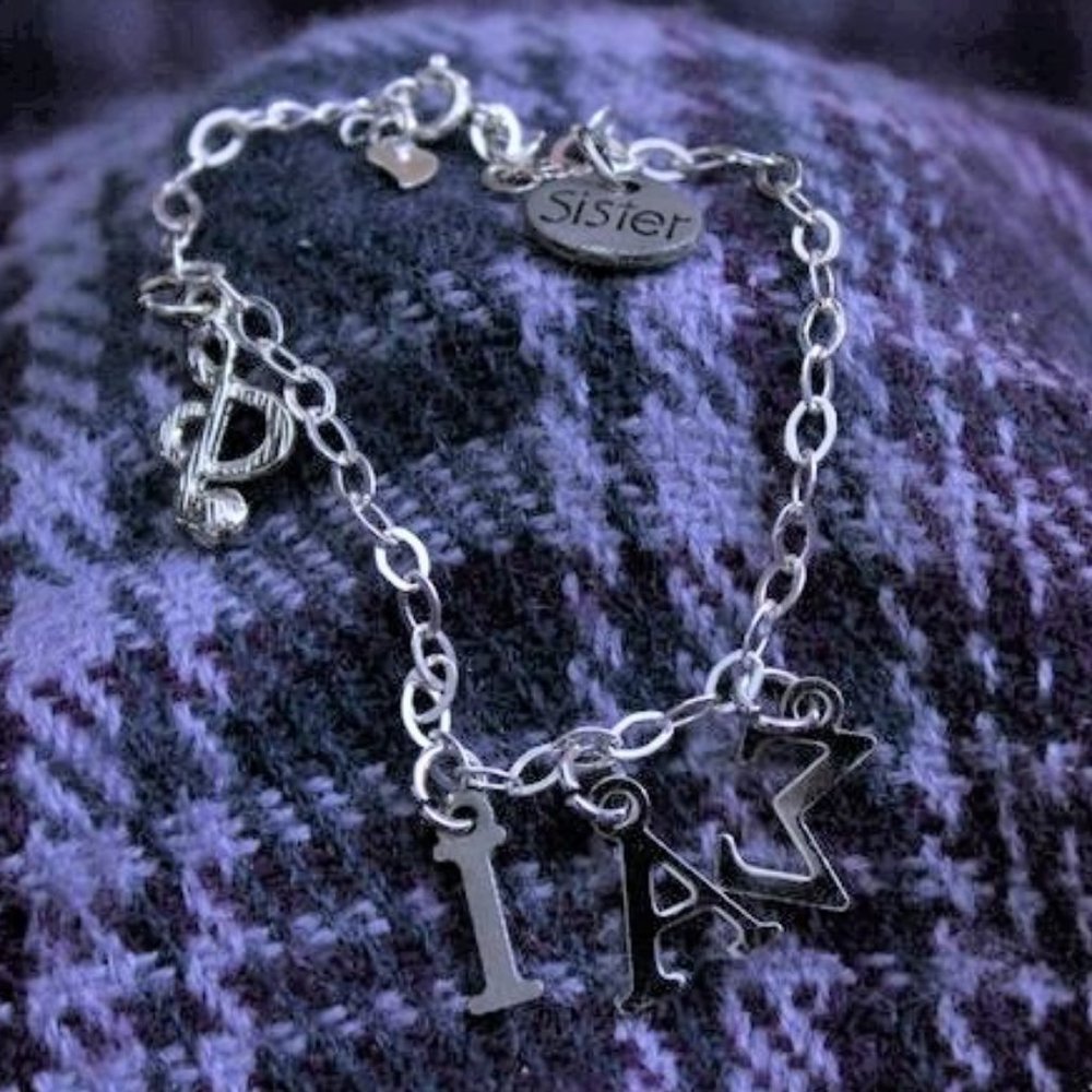 Silver Tone Sorority Sister Charm Bracelet